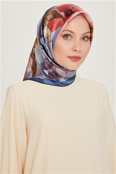 Armine Çiçek Desenli Sura Saf İpek Eşarp 9205D 84 36