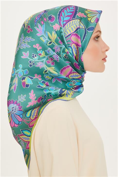 Armine Çiçek Desenli Sura Saf İpek Eşarp 9227D 53 84