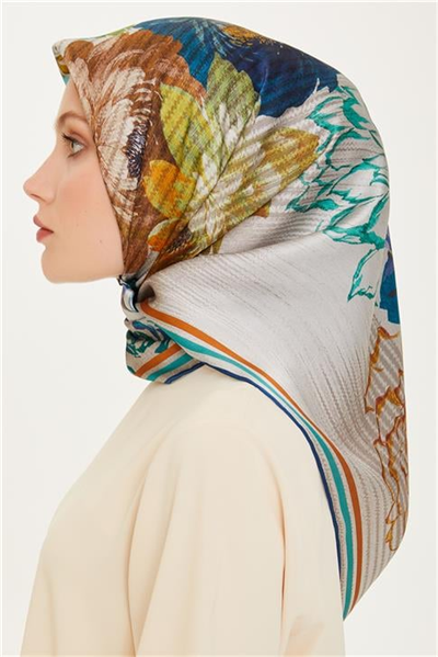 Armine Çiçek Desenli Sura Saf İpek Eşarp 9220D 31