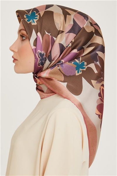 Armine Çiçek Desenli Sura Saf İpek Eşarp 9238D 82