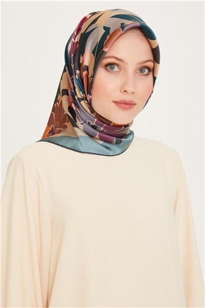 Armine Çiçek Desenli Sura Saf İpek Eşarp 9238D 81