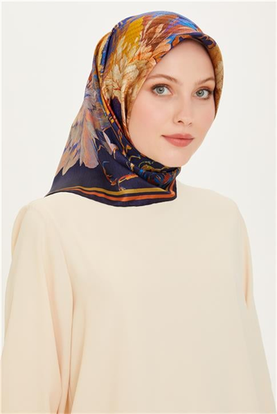 Armine Çiçek Desenli Sura Saf İpek Eşarp 9220D 07