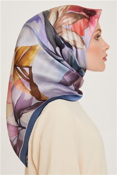 Armine Çiçek Desenli Sura Saf İpek Eşarp 9205D 84 36