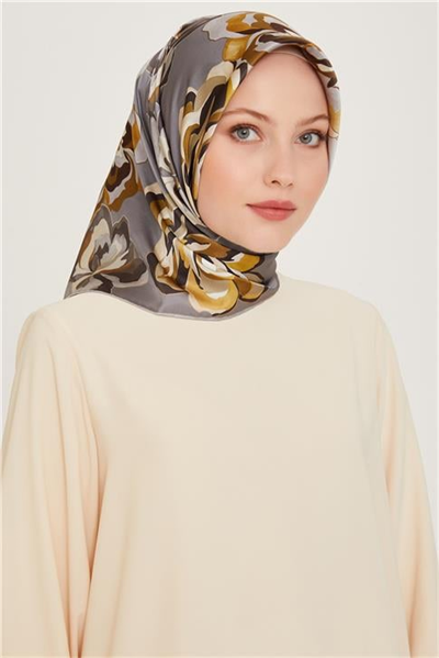 Armine Çiçek Desenli Sura Saf İpek Eşarp 9234D 01 32