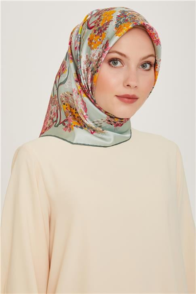 Armine Çiçek Desenli Sura Saf İpek Eşarp 9209D 56