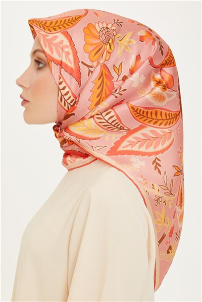 Armine Çiçek Desenli Sura Saf İpek Eşarp 9227D 53 05
