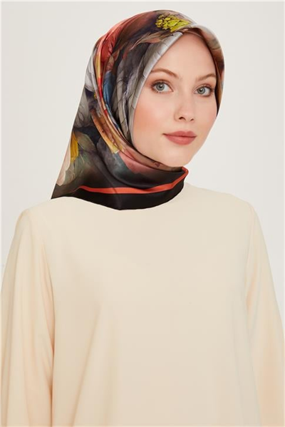 Armine Çiçek Desenli Sura Saf İpek Eşarp 9211D 34 83