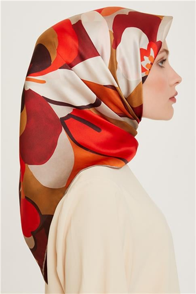Armine Çiçek Desenli Sura Saf İpek Eşarp 9200D 50 08