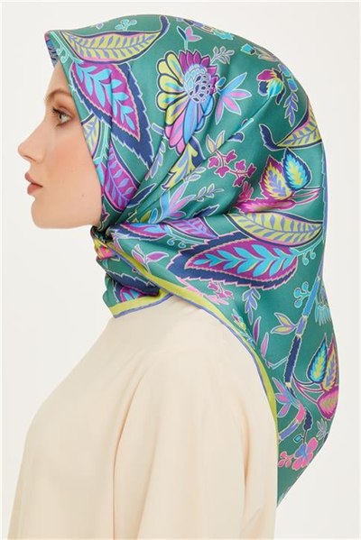 Armine Çiçek Desenli Sura Saf İpek Eşarp 9227D 53 84