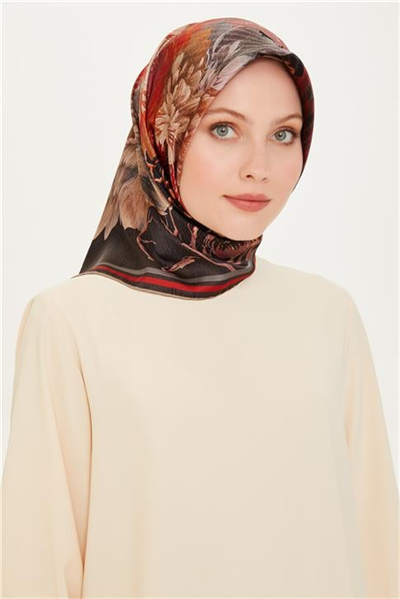 Armine Çiçek Desenli Sura Saf İpek Eşarp 9220D 06