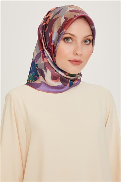 Armine Çiçek Desenli Sura Saf İpek Eşarp 9238D 01