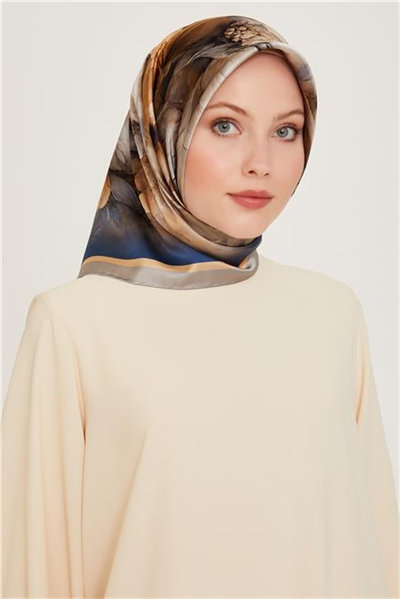 Armine Çiçek Desenli Sura Saf İpek Eşarp 9211D 34 01