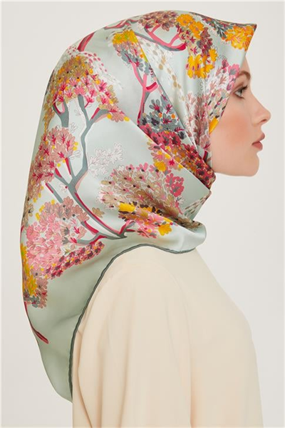 Armine Çiçek Desenli Sura Saf İpek Eşarp 9209D 56