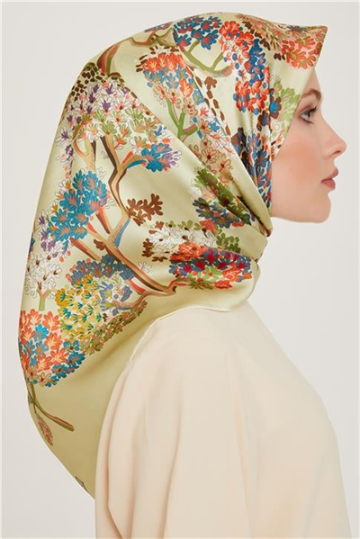 Armine Çiçek Desenli Sura Saf İpek Eşarp 9209D 80