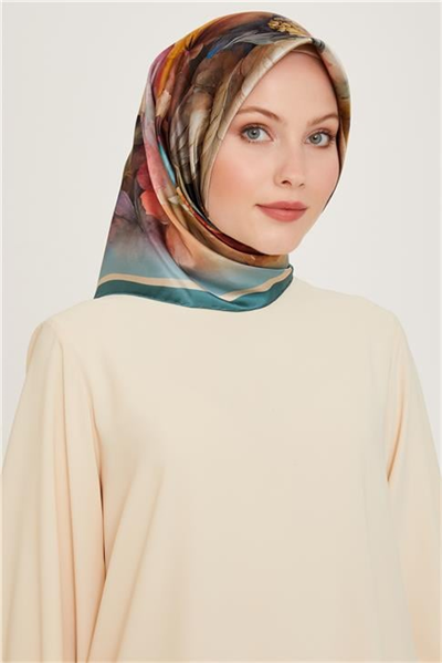 Armine Çiçek Desenli Sura Saf İpek Eşarp 9211D 34 31