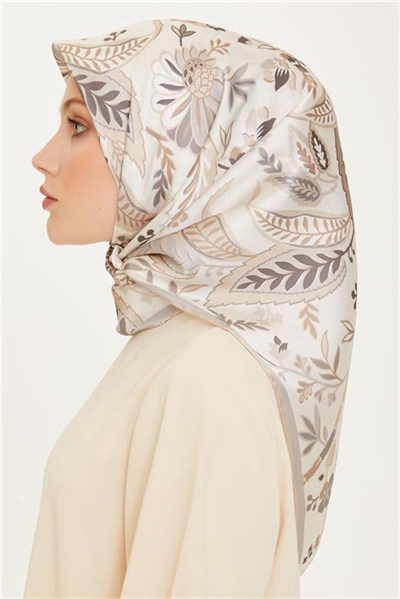 Armine Çiçek Desenli Sura Saf İpek Eşarp 9227D 53 85