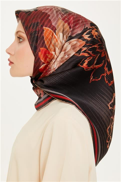Armine Çiçek Desenli Sura Saf İpek Eşarp 9220D 06