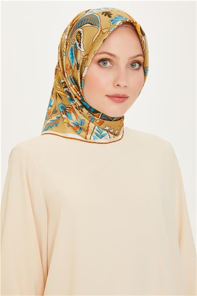 Armine Çiçek Desenli Sura Saf İpek Eşarp 9227D 53 37