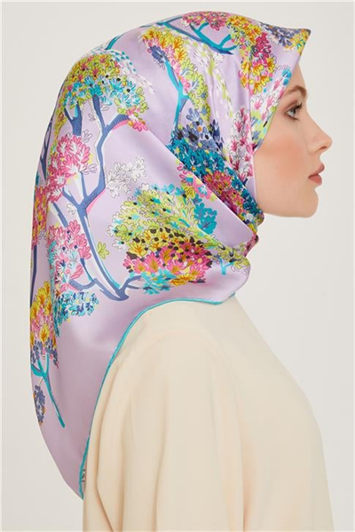 Armine Çiçek Desenli Sura Saf İpek Eşarp 9209D 51