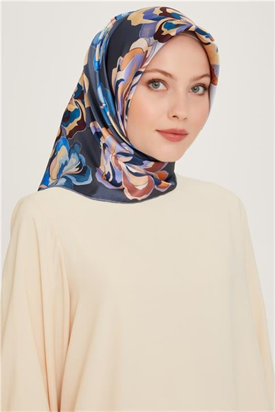 Armine Çiçek Desenli Sura Saf İpek Eşarp 9234D 01 34