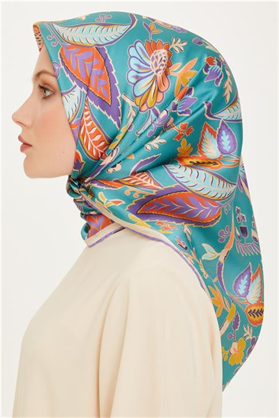 Armine Çiçek Desenli Sura Saf İpek Eşarp 9227D 53 33