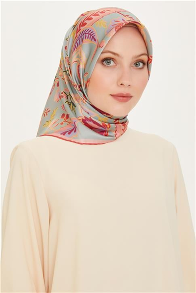 Armine Çiçek Desenli Sura Saf İpek Eşarp 9227D 53 81
