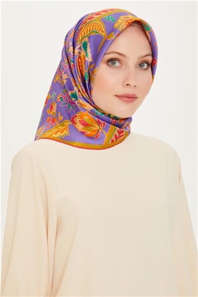 Armine Çiçek Desenli Sura Saf İpek Eşarp 9227D 53 07