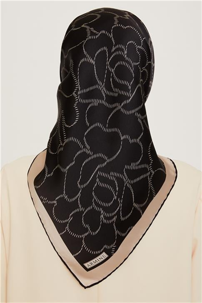 Armine Çiçek Desenli Sura Saf İpek Eşarp 9222D 81