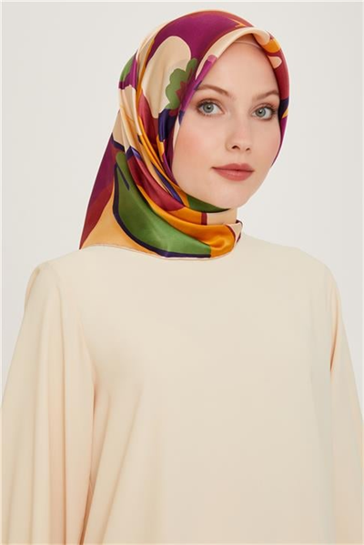 Armine Çiçek Desenli Sura Saf İpek Eşarp 9200D 50 07