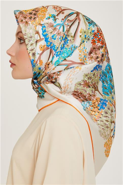 Armine Çiçek Desenli Sura Saf İpek Eşarp 9209D 35