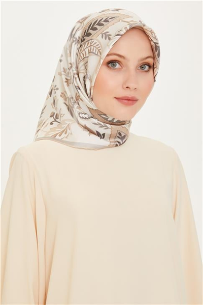 Armine Çiçek Desenli Sura Saf İpek Eşarp 9227D 53 85