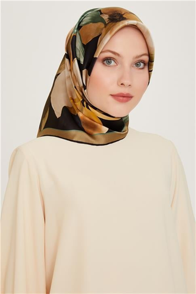 Armine Çiçek Desenli Sura Saf İpek Eşarp 9205D 84 56