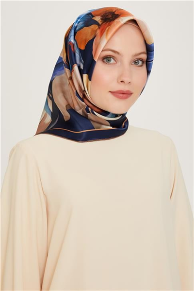 Armine Çiçek Desenli Sura Saf İpek Eşarp 9205D 84 84