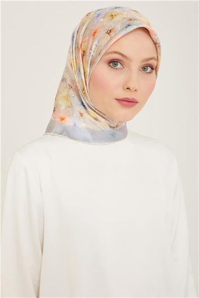 Armine Çiçek Desenli Twill İpek Eşarp 24Ya9108 83 36
