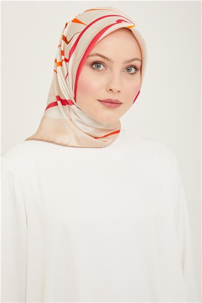 Armine Çiçek Desenli Twill İpek Eşarp 24Ya9115 31 02