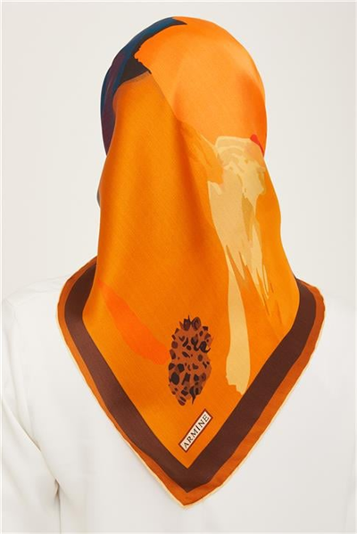 Armine Çiçek Desenli Twill İpek Eşarp 24Ya9145 2 09
