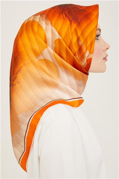 Armine Çiçek Desenli Twill İpek Eşarp 24Ya9127 51 03