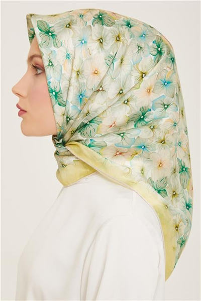 Armine Çiçek Desenli Twill İpek Eşarp 24Ya9108 83 02