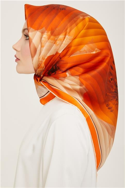 Armine Çiçek Desenli Twill İpek Eşarp 24Ya9100 87 31