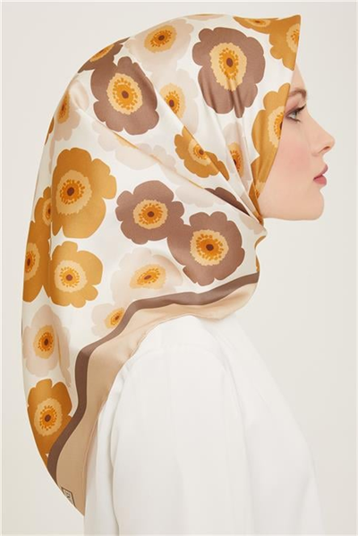 Armine Çiçek Desenli Twill İpek Eşarp 24Ya9106 54 31