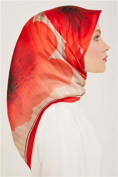 Armine Çiçek Desenli Twill İpek Eşarp 24Ya9100 87 83