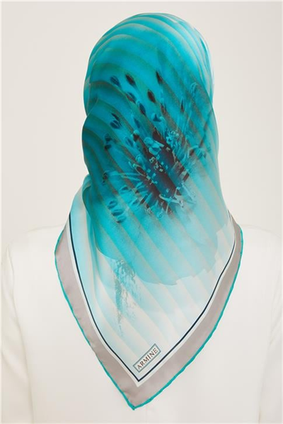 Armine Çiçek Desenli Twill İpek Eşarp 24Ya9100 87 34