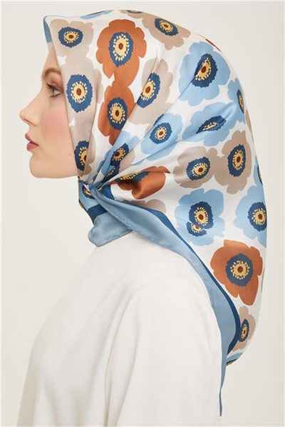 Armine Çiçek Desenli Twill İpek Eşarp 24Ya9106 54 37