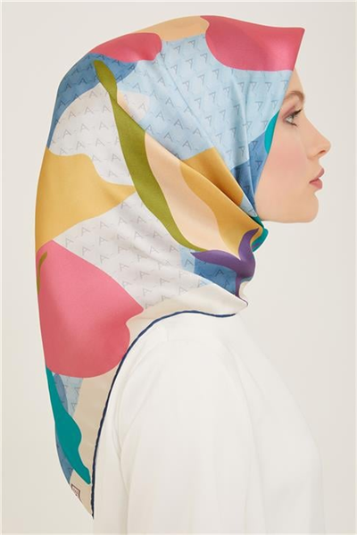 Armine Çiçek Desenli Twill İpek Eşarp 24Ya9119 14 04