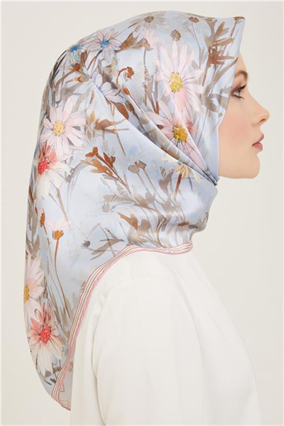 Armine Çiçek Desenli Twill İpek Eşarp 24Ya9129 07