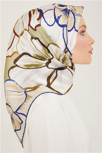Armine Çiçek Desenli Twill İpek Eşarp 24Ya9110 5 83