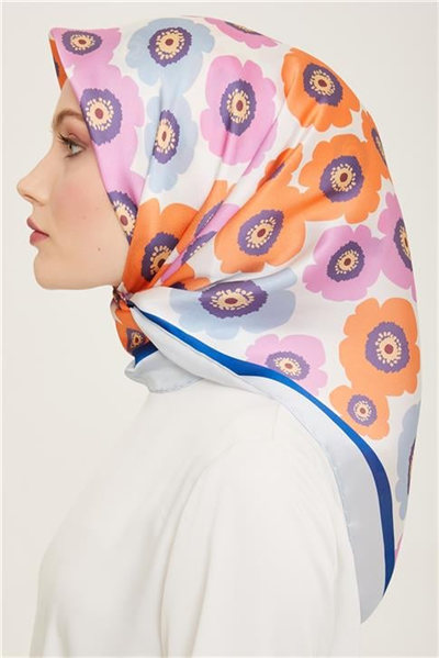 Armine Çiçek Desenli Twill İpek Eşarp 24Ya9106 54 39