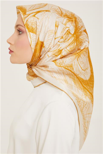 Armine Çiçek Desenli Twill İpek Eşarp 24Ya9121 1 01