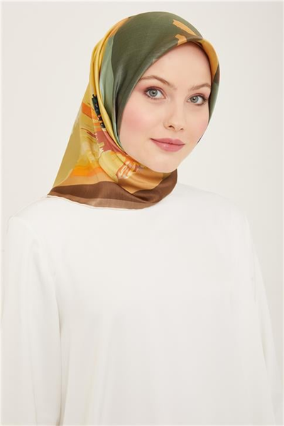 Armine Çiçek Desenli Twill İpek Eşarp 24Ya9145 2 33