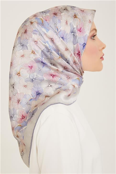 Armine Çiçek Desenli Twill İpek Eşarp 24Ya9108 83 21